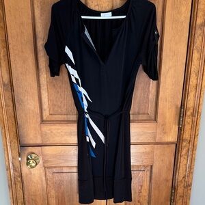 New York & Company Black and Blue Midi Dress